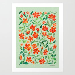 Orange Florals Art Print