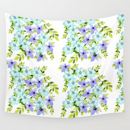 Blue purple floral - botanical pattern Wall Tapestry