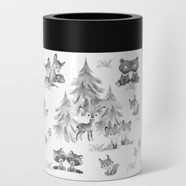 Gray Woodland Forest Animals Nursery Can Cooler