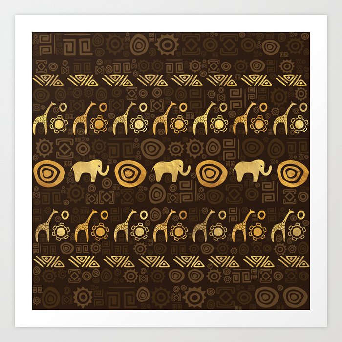 Ethnic African Pattern- browns and golds #1 Art Print