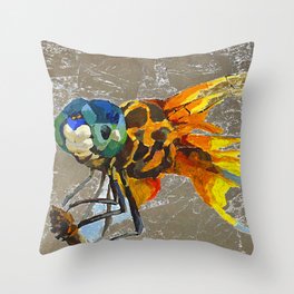 Silver dragonfly Throw Pillow