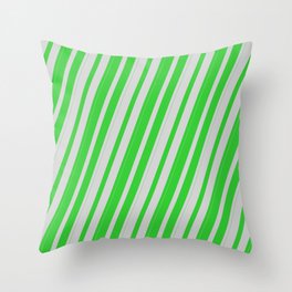 [ Thumbnail: Lime Green & Light Grey Colored Lines Pattern Throw Pillow ]