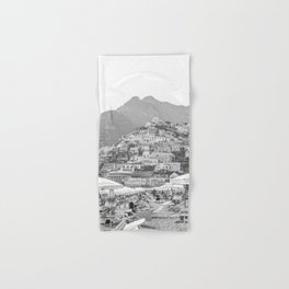 Positano Beach Day Photo | Black and White Travel Photography Art Print | Amalfi Coast, Italy Hand & Bath Towel