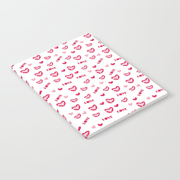 Love pattern. Red whis pink colors Notebook