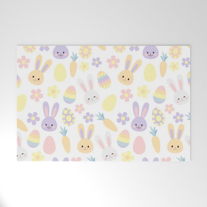 Happy Easter Purple Rabbit Collection Welcome Mat