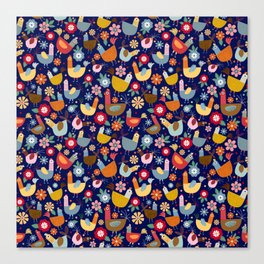 Colorful Chickens Canvas Print