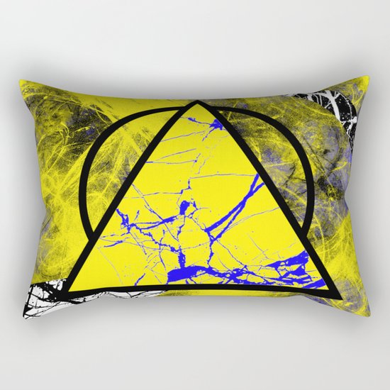 Night And Day - Blue And Yellow, Black And White, Abstract, Geometric, Marble Artwork Rectangular Pillow