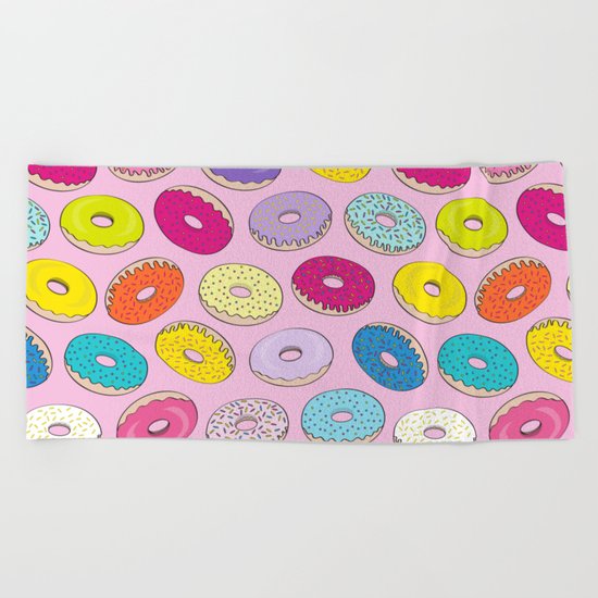 Donuts Pink Dreams Beach Towel