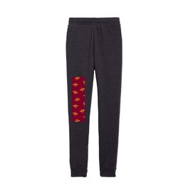 Gold yellow bee in red background Kids Joggers
