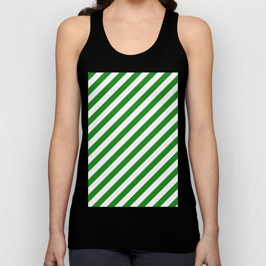 Diagonal Stripes (Forest Green/White) Unisex Tank Top