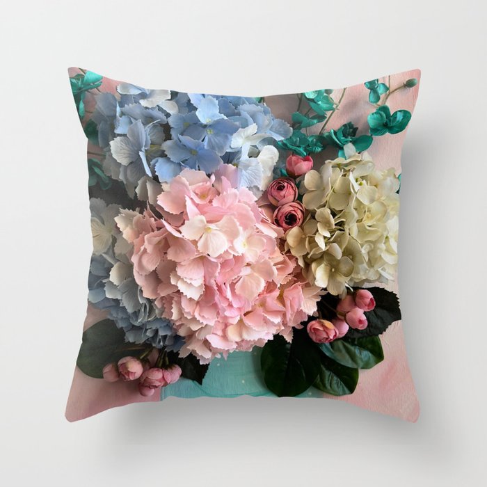 Hydrangeas in Bloom Throw Pillow