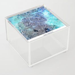 São Paulo Brazil Map Sao Paulo Navy Blue Turquoise Watercolor Acrylic Box