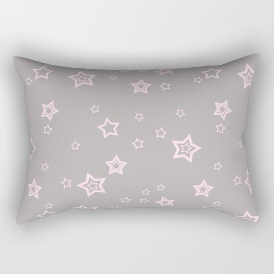 Pink little stars on grey on #Society6 Rectangular Pillow