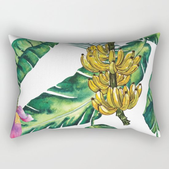 watercolor banana leaves Rectangular Pillow
