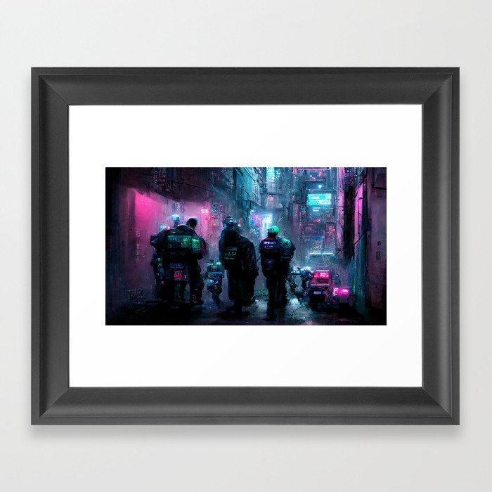 Cyberpunk Alleyway Framed Art Print