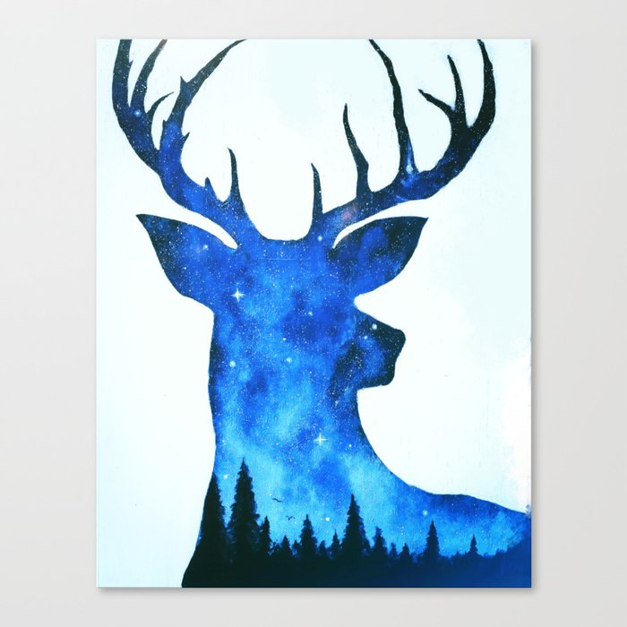 Spirit Deer Space Antlers Galaxy Stag Double Exposure