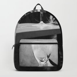 The Nightwatch Cat at the Absinthe bar black and white photograph / art photography Backpack