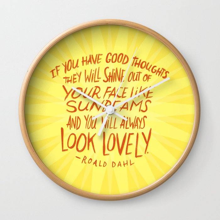 Roald Dahl on Positive Thinking Wall Clock