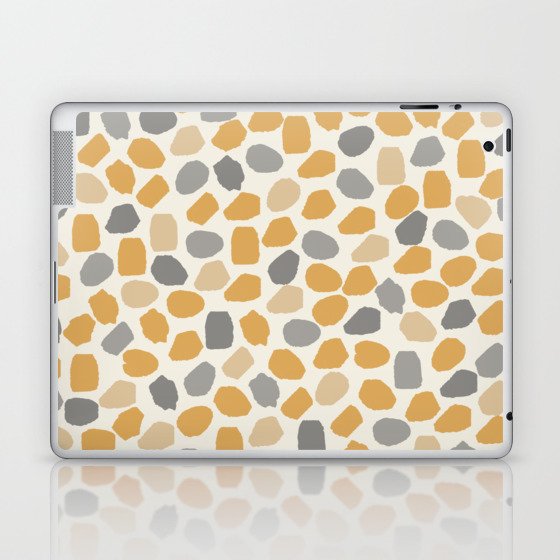 Ink Dot Mosaic Pattern Retro Mustard Gold Gray Cream Laptop & iPad Skin