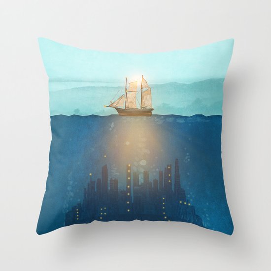 The Underwater City Throw Pillow