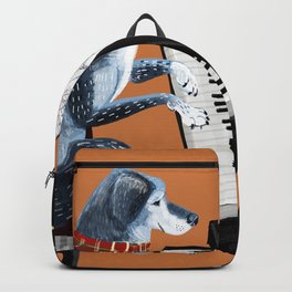 Piano lesson with Angel Backpack | Music, Budgie, Musician, Funny, Kidsroom, Curated, Dog, Painting, Belettelepink, Digital 