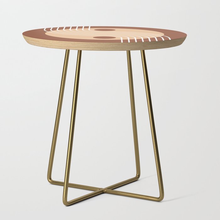 Geometric Lines and Shapes 19 in Terracotta and Beige Side Table