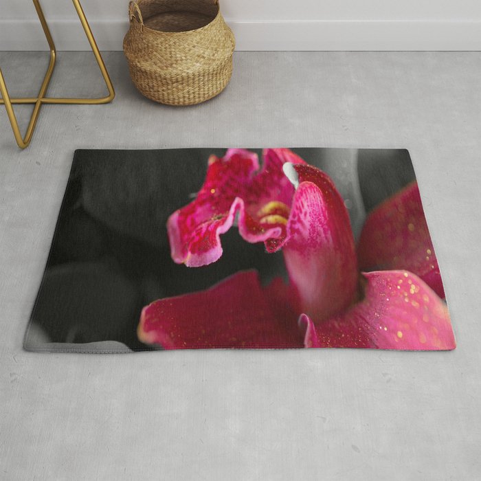 Solo Red Orchid on Grey Background #decor #society6 #buyart Rug