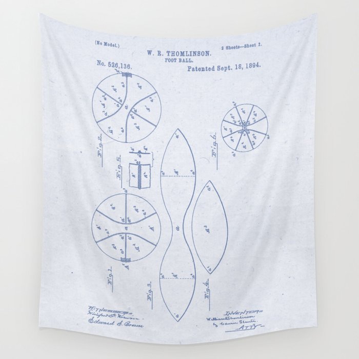 Football Patent Blue Paper Wall Tapestry