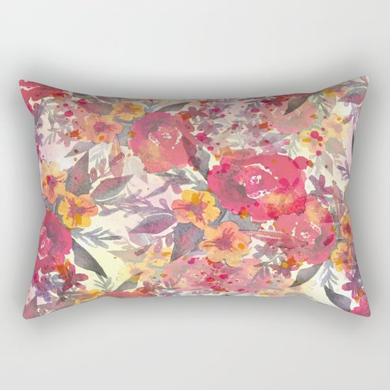 Watercolor flowers and plants Rectangular Pillow