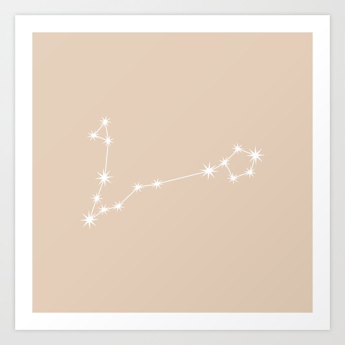 PISCES Neutral Tan – Zodiac Astrology Star Constellation Art Print