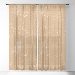 Affirmation Characters Pattern - Mustard Sheer Curtain