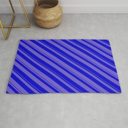 [ Thumbnail: Slate Blue and Blue Colored Stripes/Lines Pattern Rug ]
