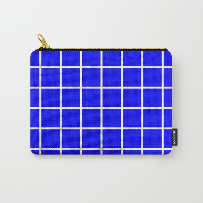 GRID DESIGN (WHITE-BLUE) Carry-All Pouch