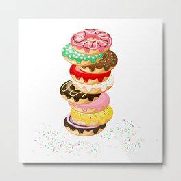 Stack of Donuts Metal Print | Vector, Eclair, Colorful, Digital, Icing, Pattern, Tasty, Drawing, Foodart, Pop Art 