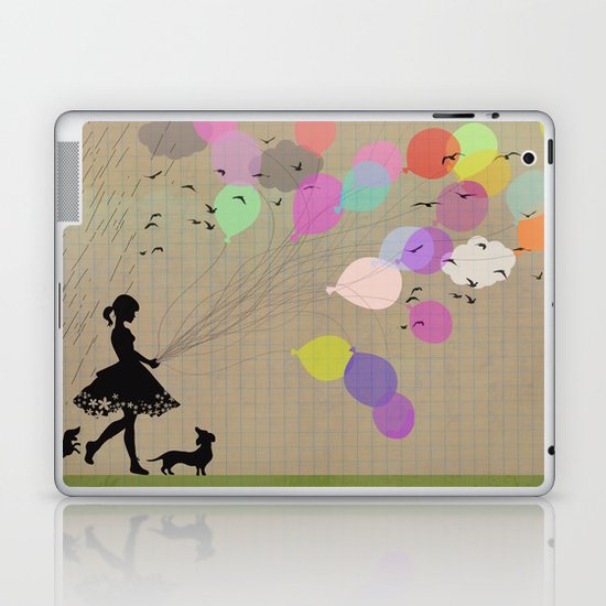 girl with balloons Laptop & iPad Skin