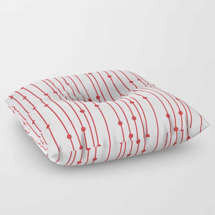 Red White Vertical Stripe Polka Dot Pattern Pairs Coloro 2022 Popular Color Red Glow 013-43-37 Floor Pillow