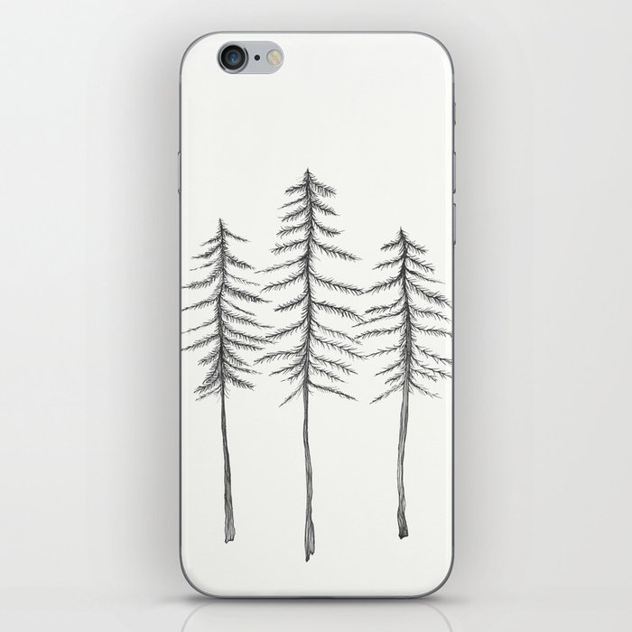 Pine Trees Pen and Ink Illustration iPhone Skin