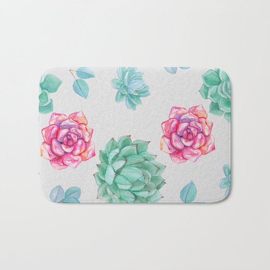 Summer Wildflowers & Succulents Bath Mat