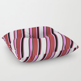 [ Thumbnail: Brown, Orchid, White & Black Colored Pattern of Stripes Floor Pillow ]