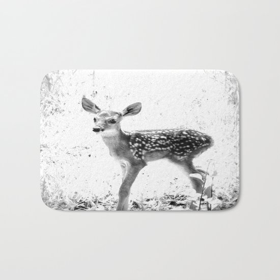 The Sweetest fawn Black & White Bath Mat