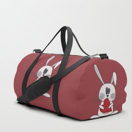 Cute bunny holding red heart Duffle Bag