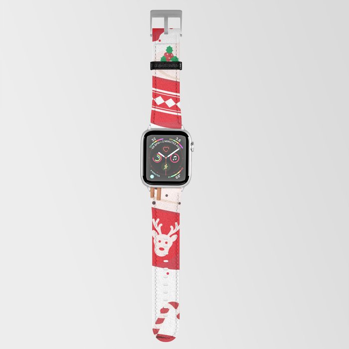 Seamless Pattern. Red Cup with a Hot Drink. Christmas Cute Card 02 Apple Watch Band