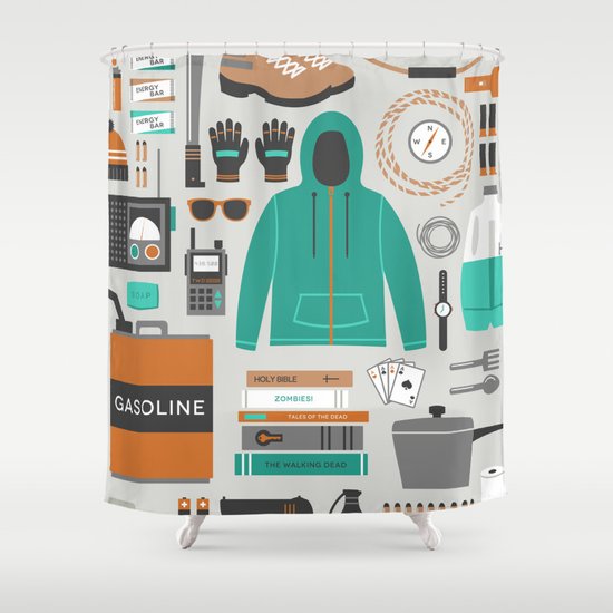 Zombie Survival Kit Shower Curtain