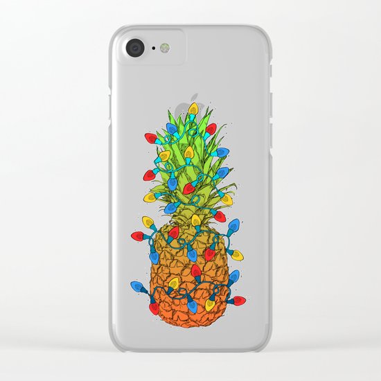 Pineapple Christmas Lights II Clear iPhone Case