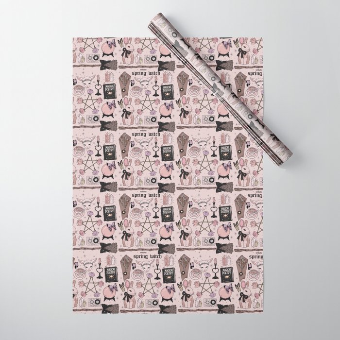 Pale Spring Witch Aesthetic Wrapping Paper by chiara LB art