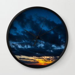 Sky Drama Wall Clock | Color, Mostlyblue, Digital, Clouds, Dramaticsky, Earlyeveningsky, Endofday, Weather, Photo, Coastalsunset 