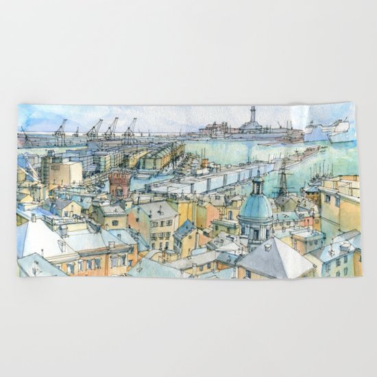 Il Porto (view of Genoa) Beach Towel