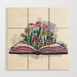 Pretty Floral Book Girly Pink Wood Wall Art