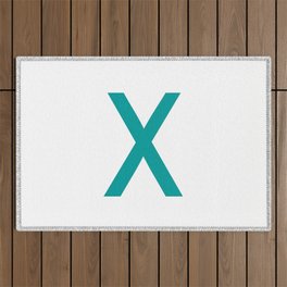 LETTER X (TEAL-WHITE) Outdoor Rug