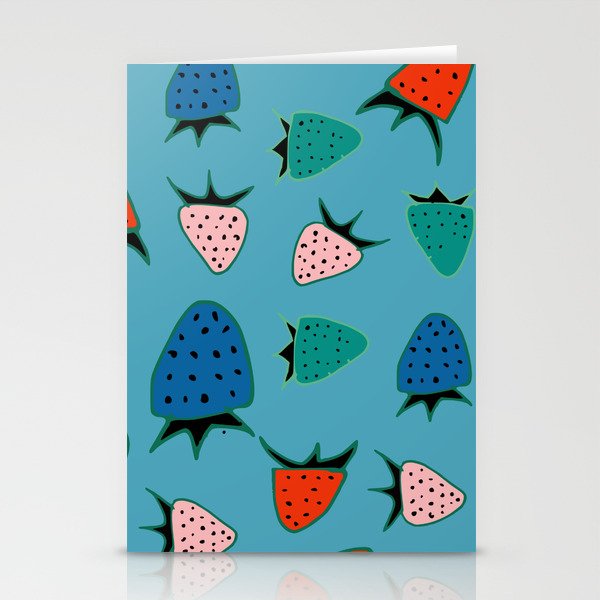 strawberry blue Stationery Cards